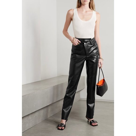 AGOLDE Criss Cross Pants in Black Recycled Leather, size 29 - Picture 9 of 10